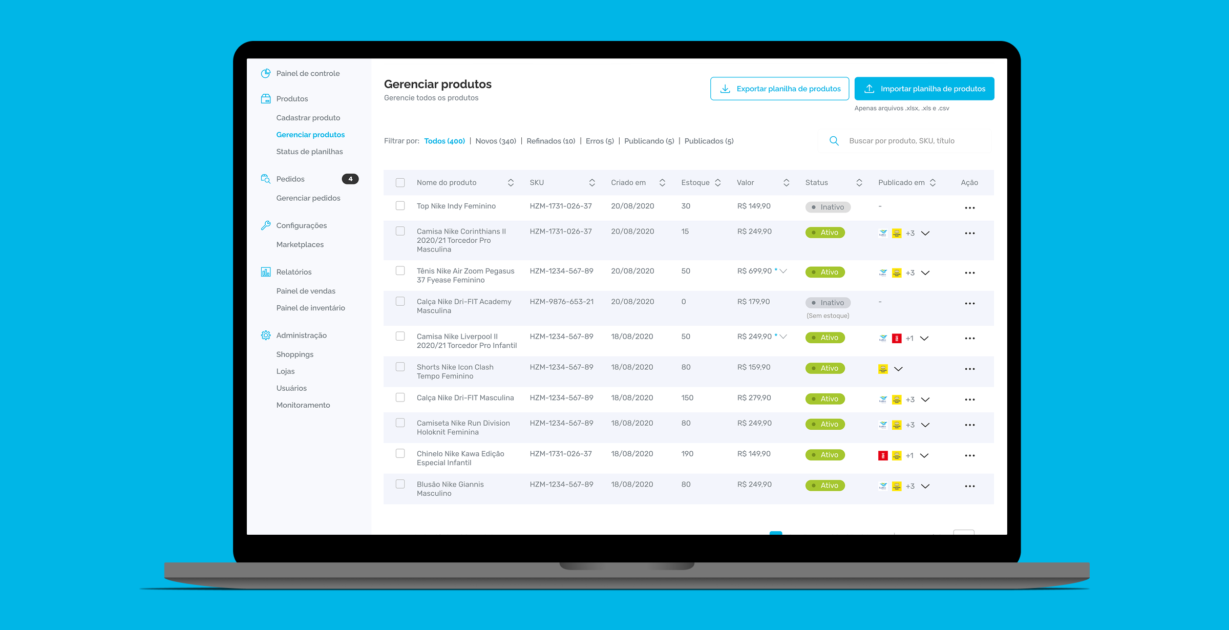 E-Commerce Management Platform interface